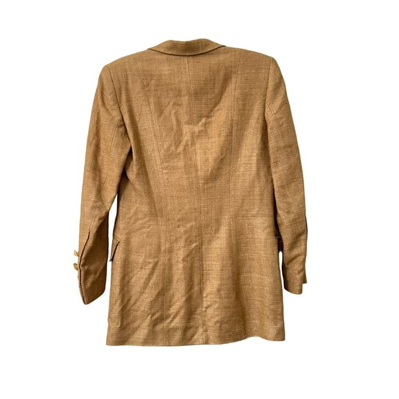 Escada by Margaretha Ley Tan Silk Woven One Button Longline Blazer Size EU38 USM - Picture 4 of 5